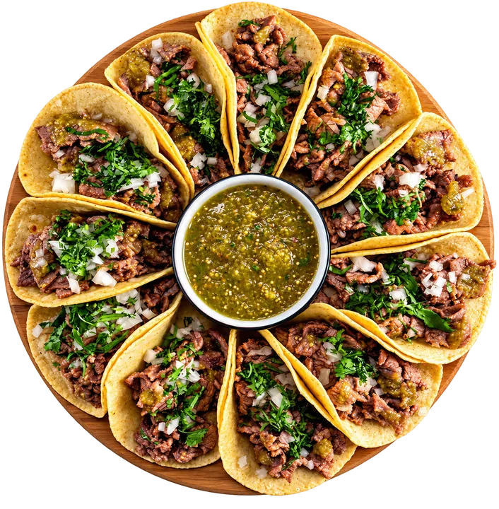 Tacos de pastor con salsa